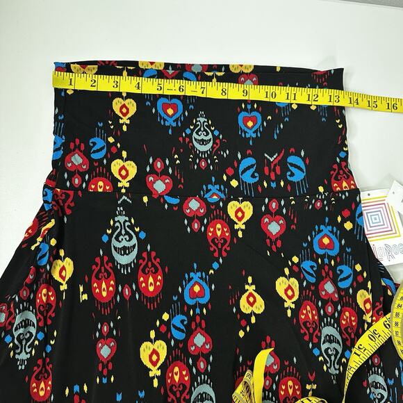 Lularoe Maxi Skirt Womens XS Black Slinky Stretch Multicolor Art Printed - Picture 8 of 11